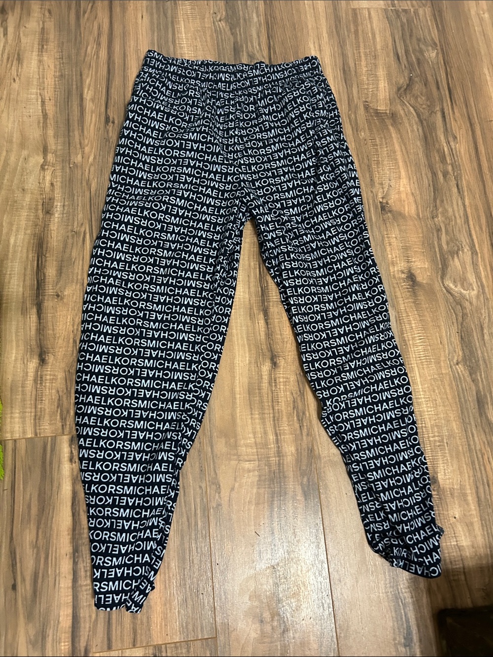 Michael Kors Black Leggings with White Logo Print